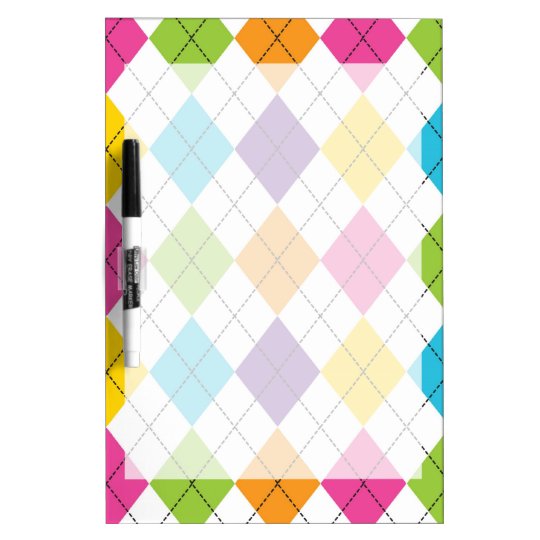 Colourful Rainbow Argyle Diamond Pattern Teen Dry Erase Board