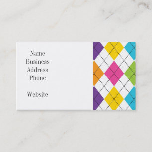 Colourful Rainbow Argyle Diamond Pattern Teen Gift Business Card