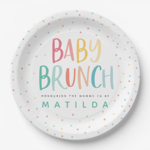 Colourful rainbow baby brunch paper plate
