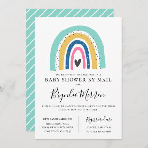 Colourful Rainbow Baby Shower By Mail Invitation