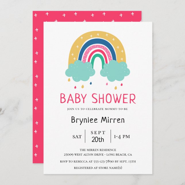 Colourful Rainbow Baby Shower Invitation (Front/Back)