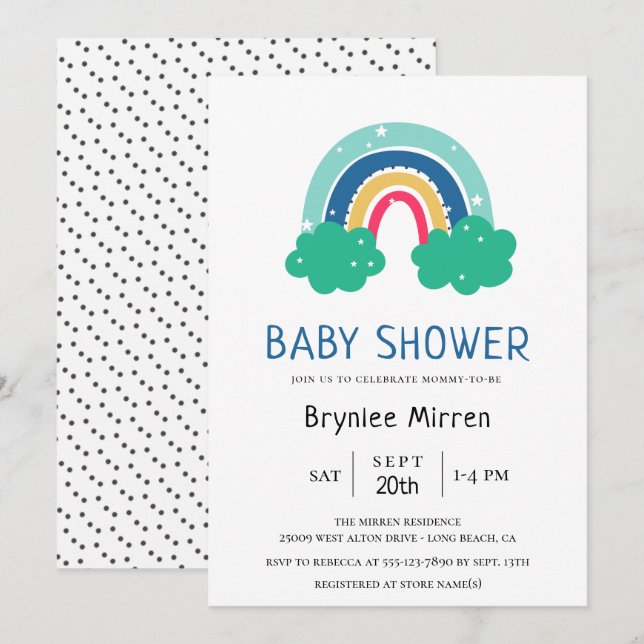 Colourful Rainbow Baby Shower Invitation (Front/Back)