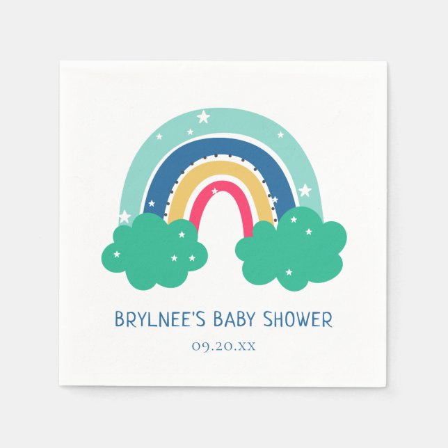 Colourful Rainbow Baby Shower Napkin (Front)