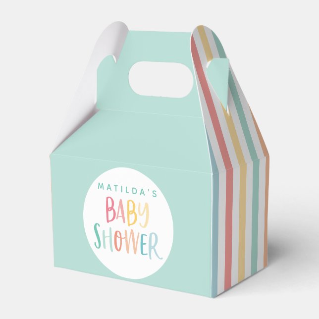 Colourful rainbow baby shower party favor box (Front Side)