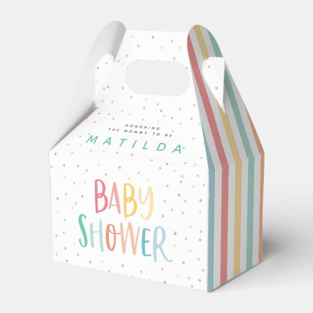 Colourful rainbow baby shower party favor box (Front Side)