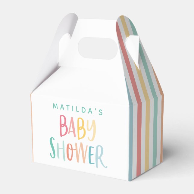 Colourful rainbow baby shower party favor box (Front Side)