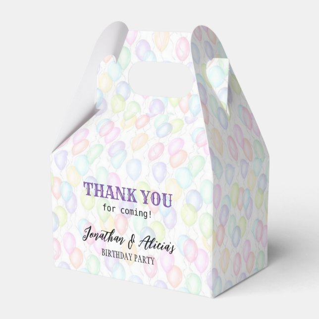 Colourful Rainbow Balloon Joint Birthday Party  Favor Box (Front Side)