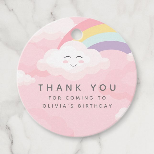 Colourful Rainbow Birthday Favour Tags (Front)