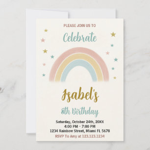 Colourful Rainbow Birthday Invitation