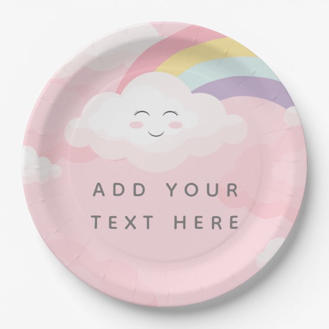 Colourful Rainbow Birthday Paper Plate (Front)