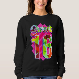 Colourful Rainbow Birthday Sweet 16 Graphic Sweatshirt