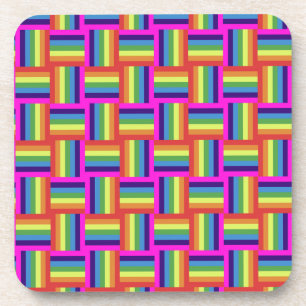 Colourful Rainbow Block Pattern Coaster