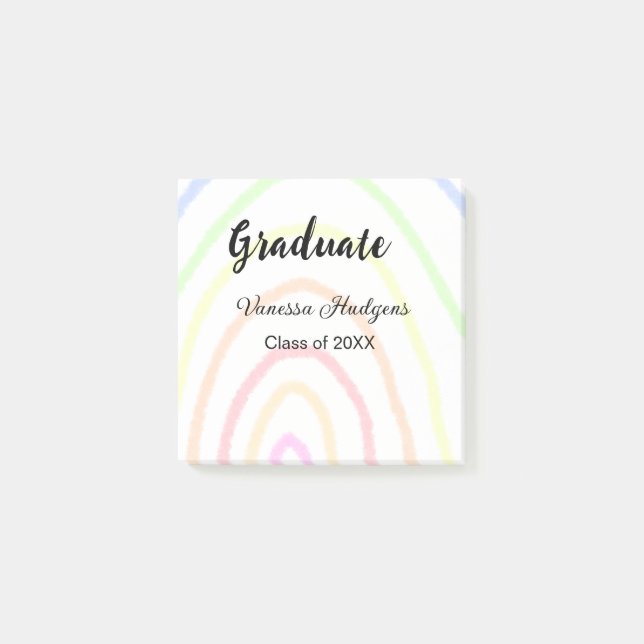 Colourful rainbow boho graduation add name year  post-it notes (Front)