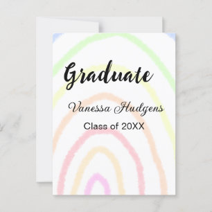 Colourful rainbow boho graduation add name year  postcard