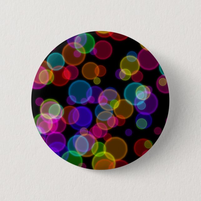 Colourful Rainbow Bokeh Bubbles 2 Inch Round Button (Front)