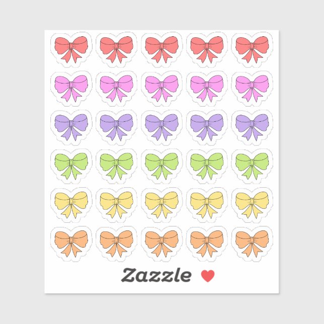 Colourful Rainbow Bow Ribbons Decorative Scrapbook (Sheet)