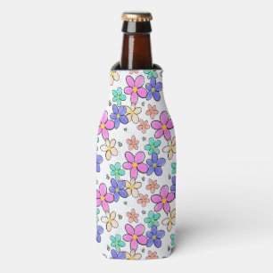 colourful rainbow bright flowers bumble bees flora bottle cooler