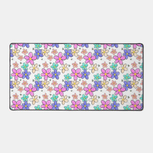 colourful rainbow bright flowers bumble bees flora desk mat