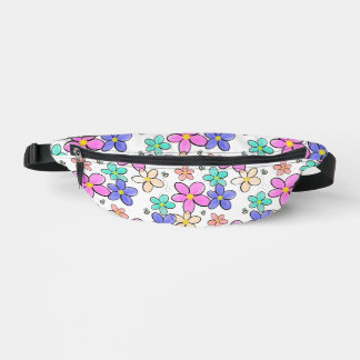 colourful rainbow bright flowers bumble bees flora fanny pack