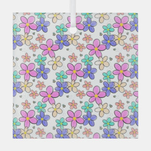 colourful rainbow bright flowers bumble bees flora glass ornament
