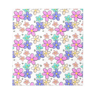 colourful rainbow bright flowers bumble bees flora notepad
