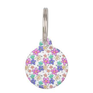 colourful rainbow bright flowers bumble bees flora pet tag