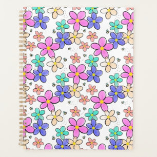 colourful rainbow bright flowers bumble bees flora planner