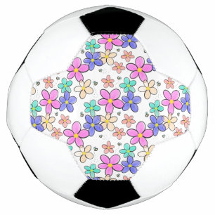 colourful rainbow bright flowers bumble bees flora soccer ball