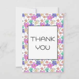 colourful rainbow bright flowers bumble bees flora thank you card