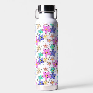 colourful rainbow bright flowers bumble bees flora water bottle