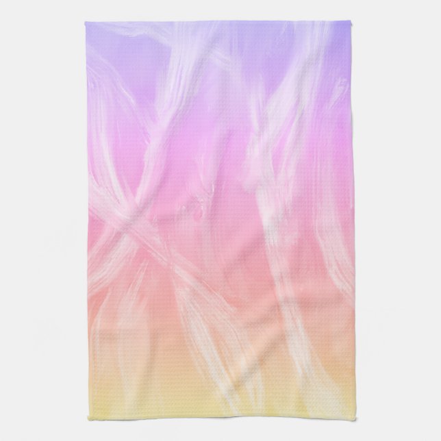 Colourful Rainbow Brushstrokes Pink Abstract Art Kitchen Towel (Vertical)