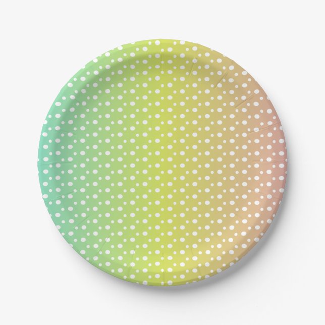 Colourful rainbow bubble gradient   paper plate (Front)