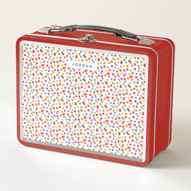 Colourful Rainbow Bubble Gum Gumball Personalized Metal Lunch Box (Front)