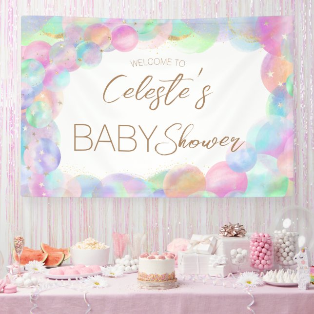 Colourful Rainbow Bubbles Baby Shower Welcome Banner (Party)