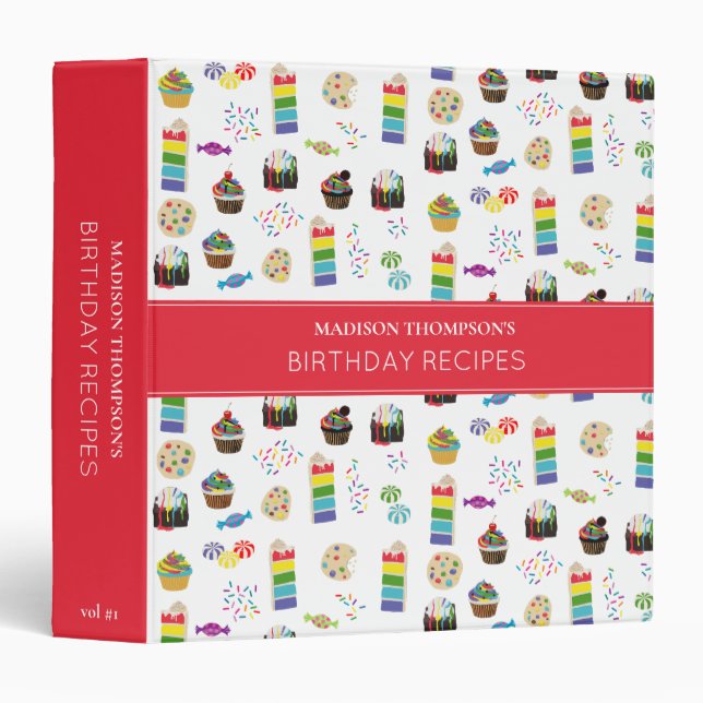 Colourful Rainbow Cake Desserts Recipe Cookbook Binder (Front/Spine)