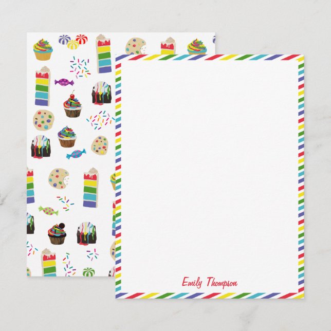 Colourful Rainbow Cake Desserts & Sprinkles Kids Card (Front/Back)