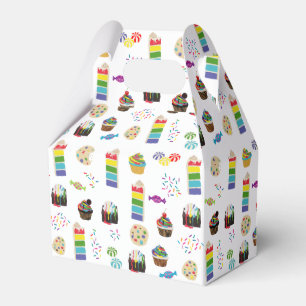 Colourful Rainbow Cake Desserts & Sprinkles Patter Favor Box