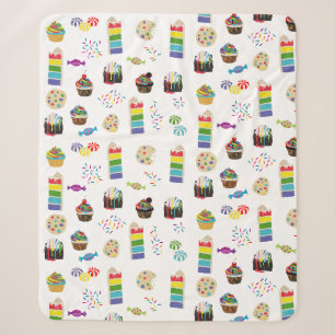 Colourful Rainbow Cake Desserts & Sprinkles Patter Sherpa Blanket