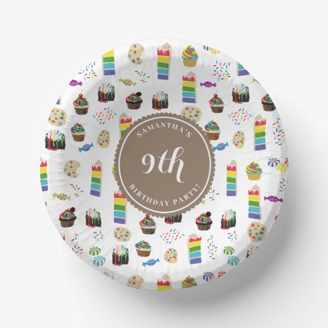 Colourful Rainbow Cake Sprinkles Birthday Party Paper Plate (Front)