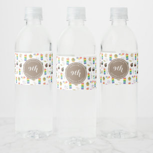 Colourful Rainbow Cake Sprinkles Birthday Party Water Bottle Label