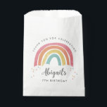 Colourful Rainbow Calligraphy Kids Birthday Favour Bag<br><div class="desc">Colourful Rainbow Calligraphy Kids Birthday Favour Bags feature a hand drawn rainbow in shades of pink,  orange,  yellow and turquoise and a trendy calligraphy name.</div>