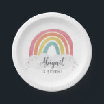 Colourful Rainbow Calligraphy Kids Birthday Paper Plate<br><div class="desc">Colourful Rainbow Calligraphy Kids Birthday Paper Plates feature a hand drawn rainbow in shades of pink,  orange,  yellow and turquoise and a trendy calligraphy name.</div>