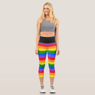 Colourful Rainbow  Capri Leggings