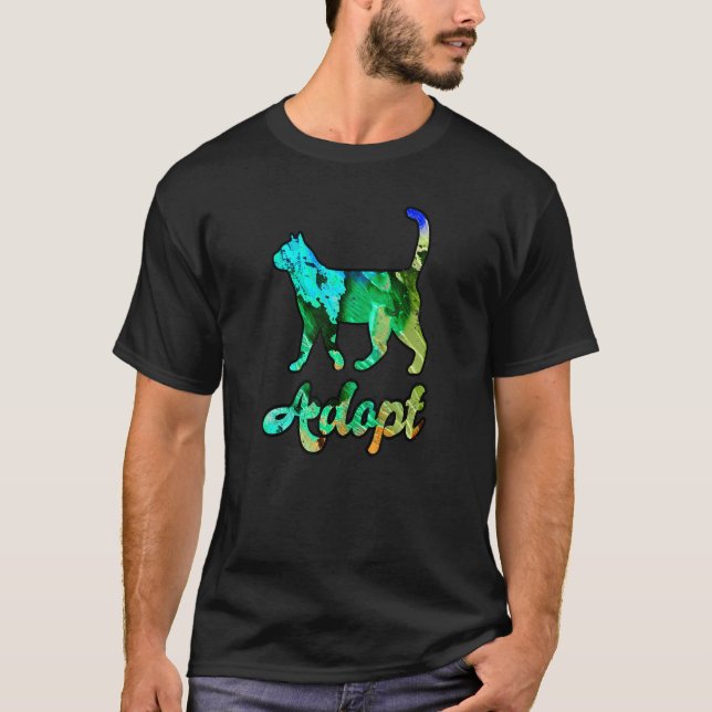 Colourful Rainbow Cat Adoption T-Shirt (Front)