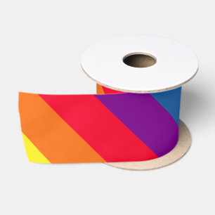 Colourful Rainbow Celebration Diagonal Stripes Satin Ribbon