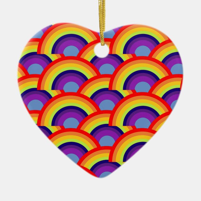 Colourful Rainbow Ceramic Ornament (Front)