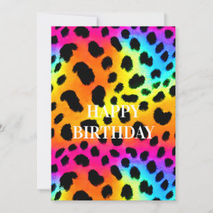 Colourful Rainbow Cheetah  Holiday Card