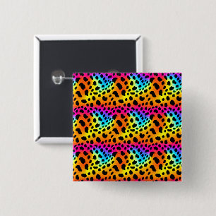 Colourful Rainbow Cheetah Seamless Pattern   2 Inch Square Button