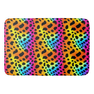 Colourful Rainbow Cheetah Seamless Pattern     Bath Mat