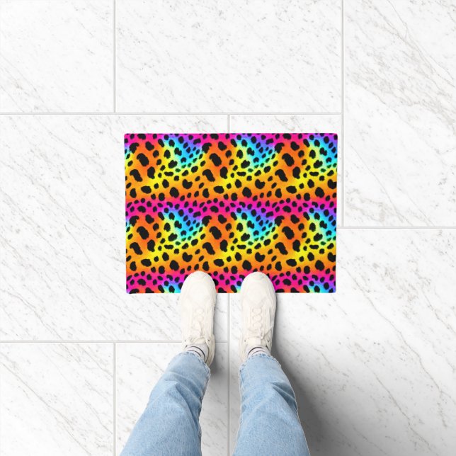Colourful Rainbow Cheetah Seamless Pattern   Doormat (Indoor)